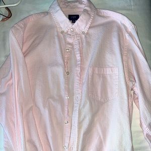 J crew light pink striped seersucker long sleeve